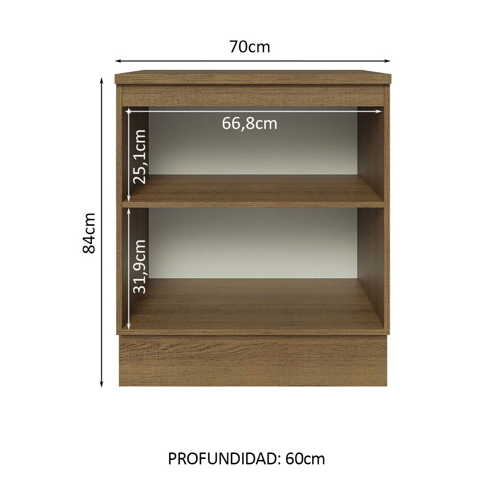 Bajo Mesada 70 cm x 60 cm, Sin cajones 2 Puertas Lux Marrón/Blanco