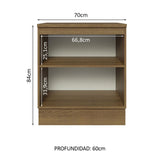 Bajo Mesada 70 cm x 60 cm, Sin cajones 2 Puertas Lux Marrón/Blanco