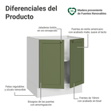 Bajo Mesada de Cocina 70 x 60 cm 2 Puertas (Sin Mesada) Blanco/Verde Vik Madesa