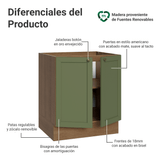 Bajo Mesada de Cocina 70 x 60 cm 2 Puertas (Sin Mesada) Marrón/Verde Vik Madesa
