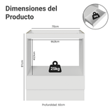 Bajo Mesada para Horno/Microondas 70 x 60 cm 1 Cajón (Sin Mesada) Blanco Madesa