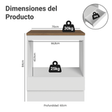 Bajo Mesada para Horno/Microondas 70 x 60 cm 1 Cajón mesada Marrón/Blanco Madesa