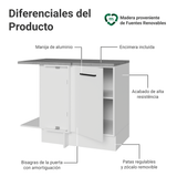 Bajo Mesada Esquinero 102 x 64 cm 1 Puerta (Con Mesada) Blanco Agata Madesa