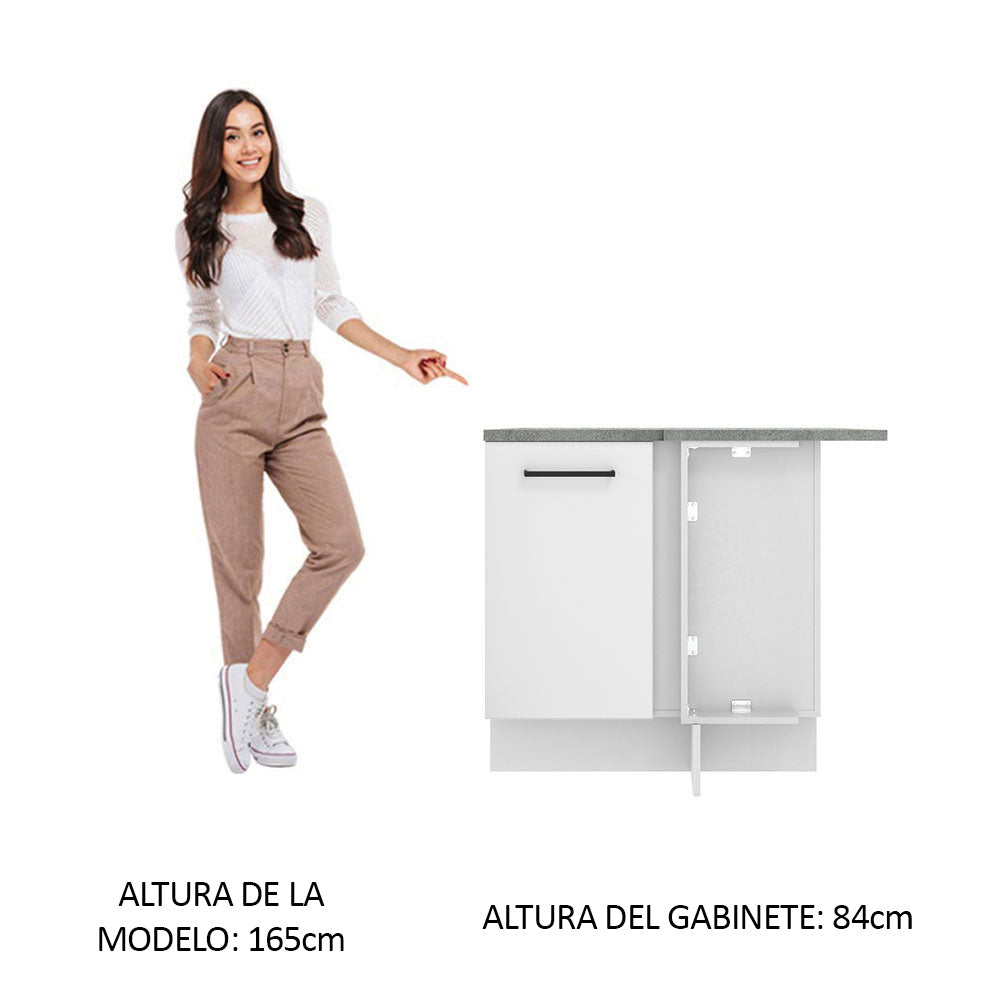 Bajo Mesada Esquinera 102cm x 64 cm (Con Mesada) Agata Blanco