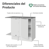 Bajo Mesada Cocina Esquinera 1 Puerta 60 cm Profundidad (Con Mesada) Blanco Stella Madesa