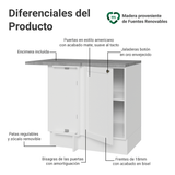 Bajo Mesada esquinero para Linha de 60 cm Profundidade (con Mesada) Blanco Vik Madesa