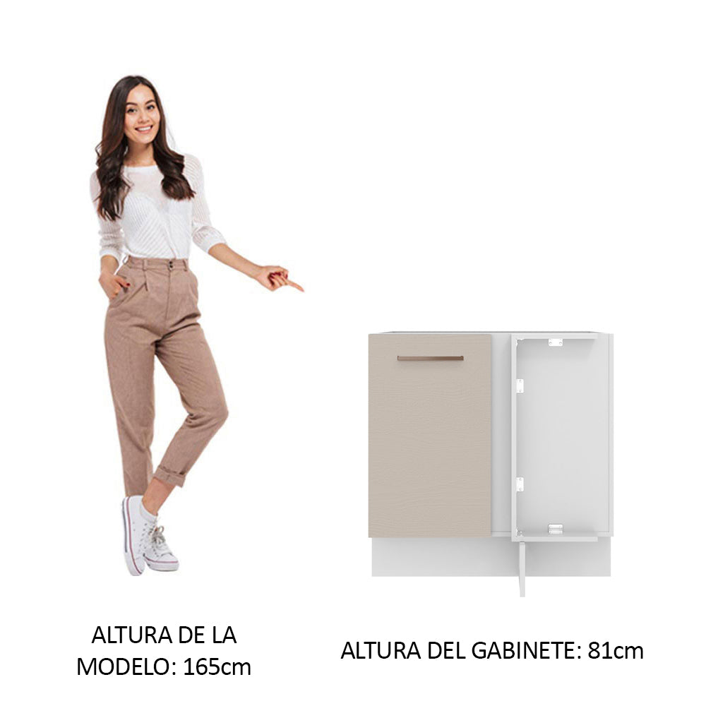 Bajo Mesada Cocina Esquinera 1 Puerta 60 cm Profundidad (Sin Mesada) Blanco/Crema Agata Madesa