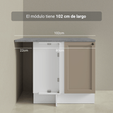 Bajo Mesada Esquinero para Línea de 60 cm Profundidad (Con Mesada) Blanco/Crema Vik Madesa