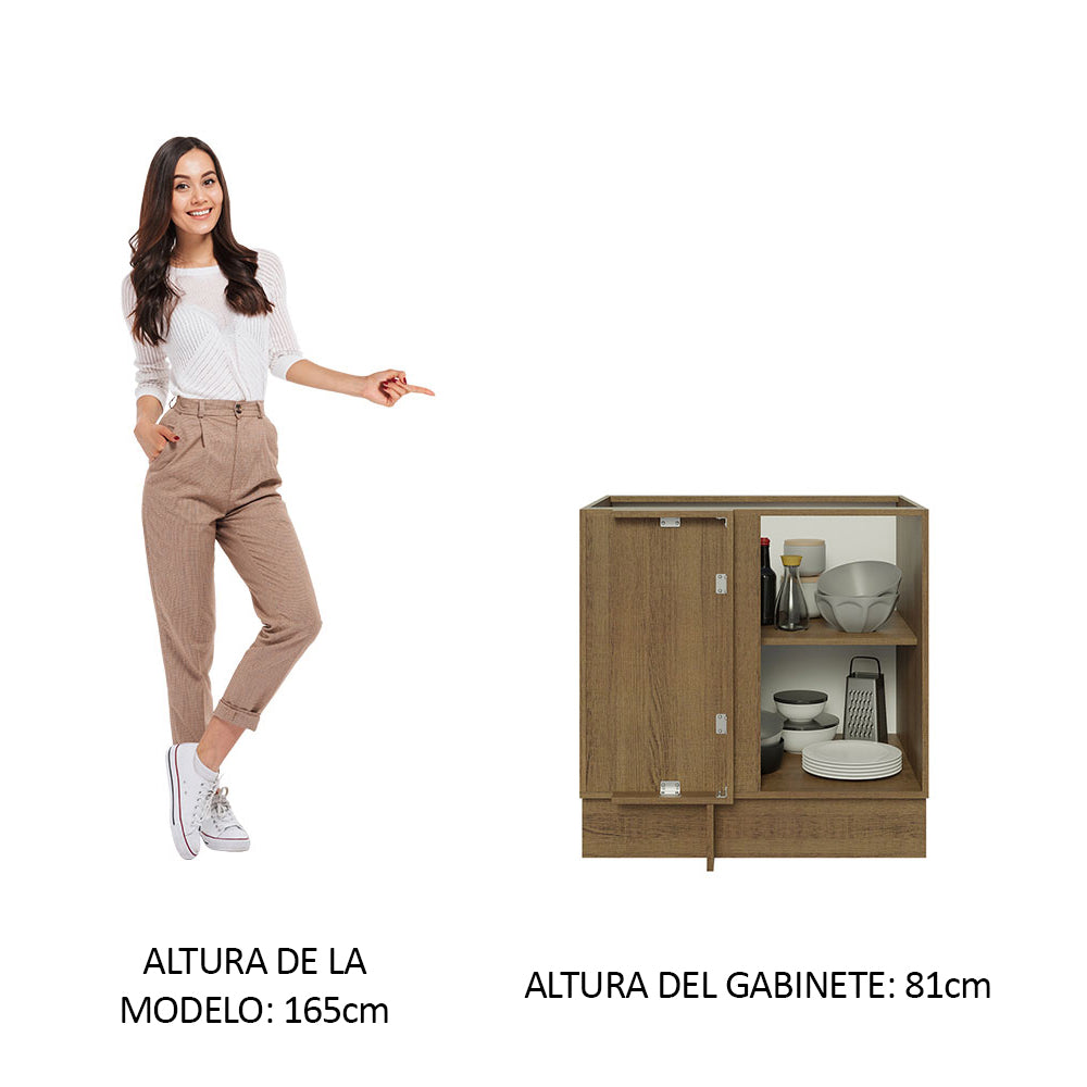 Bajo Mesada Esquinero 1 Puerta 60 cm Profundidad (Sin Mesada) Marrón Glamy Madesa