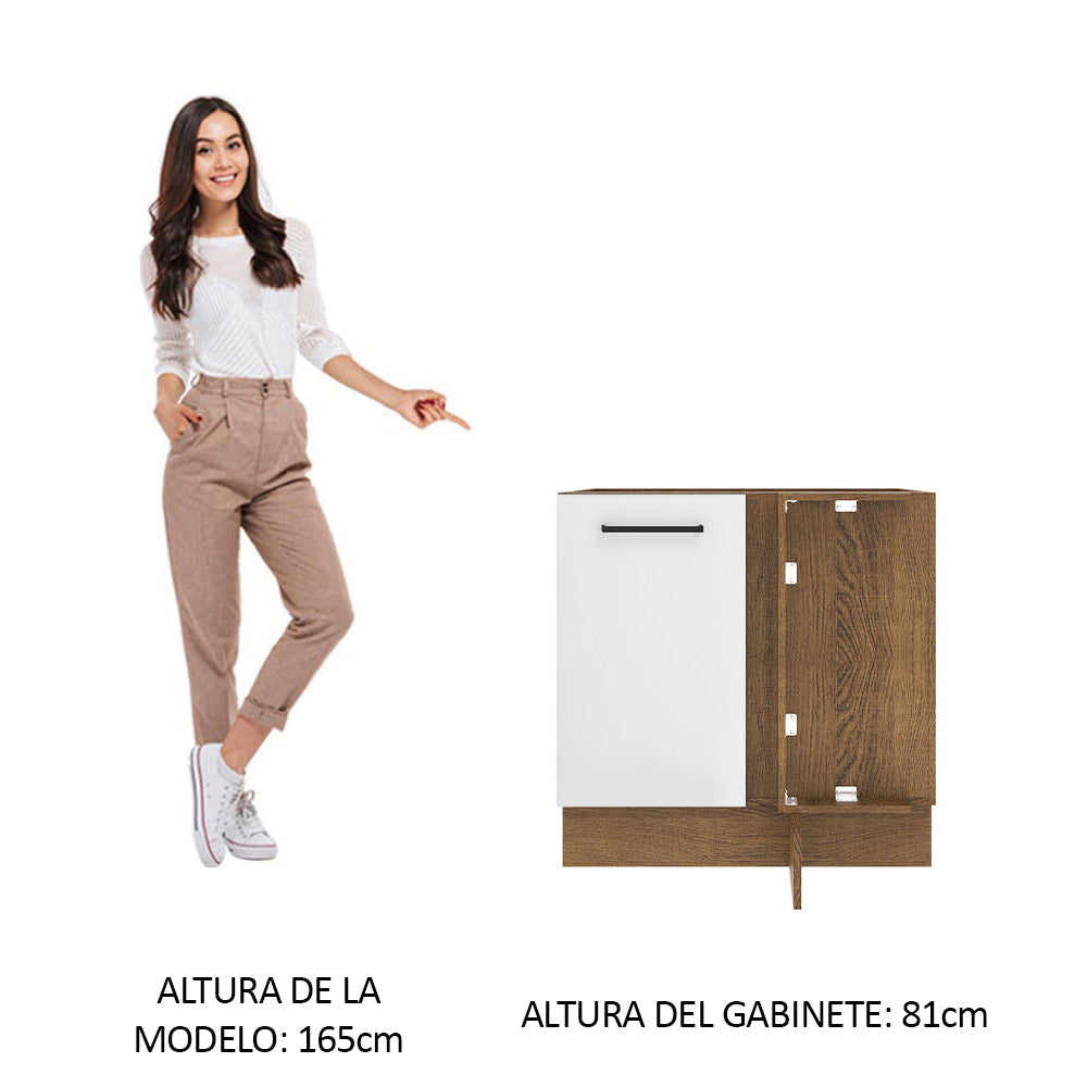 Bajo Mesada Cocina Esquinera 1 Puerta 60 cm Profundidad (Sin Mesada) Marrón/Blanco Agata Madesa