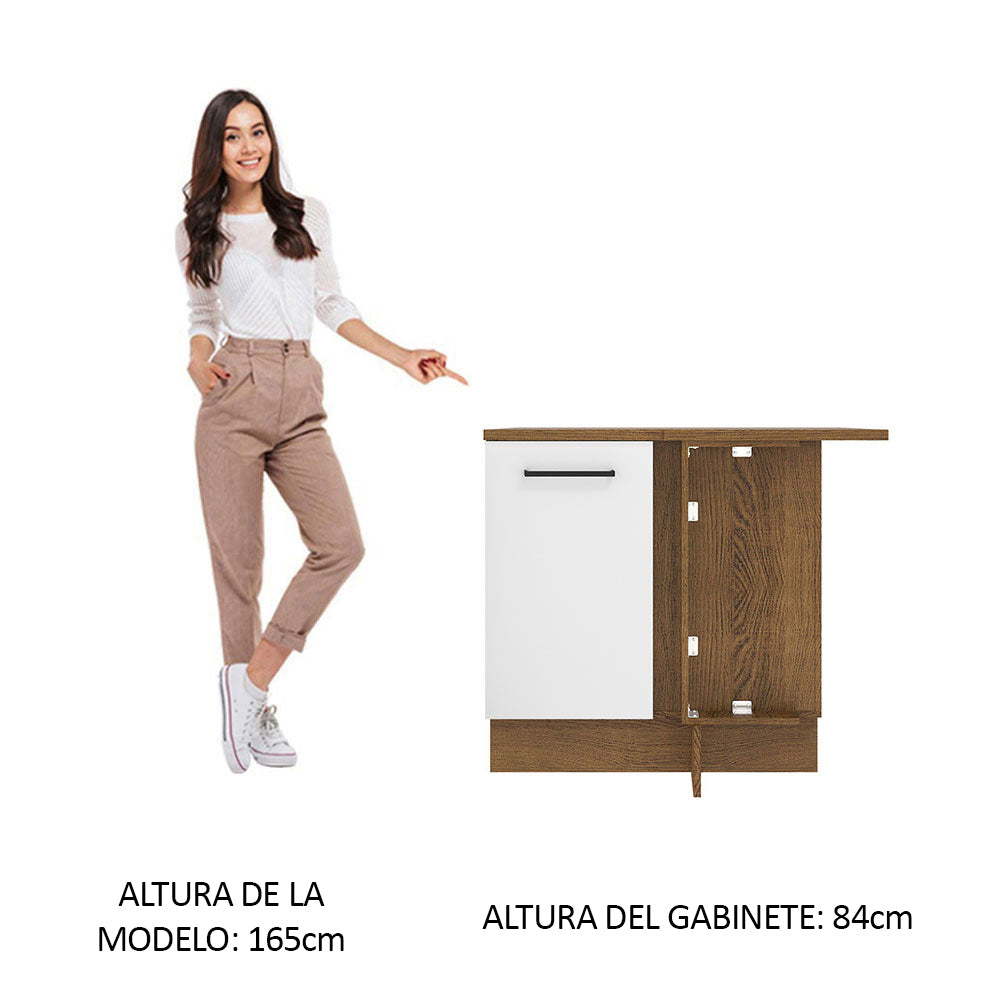 Bajo Mesada Esquinera 102cm x 64 cm Profundidad (Con Mesada) Agata Marrón/Blanco