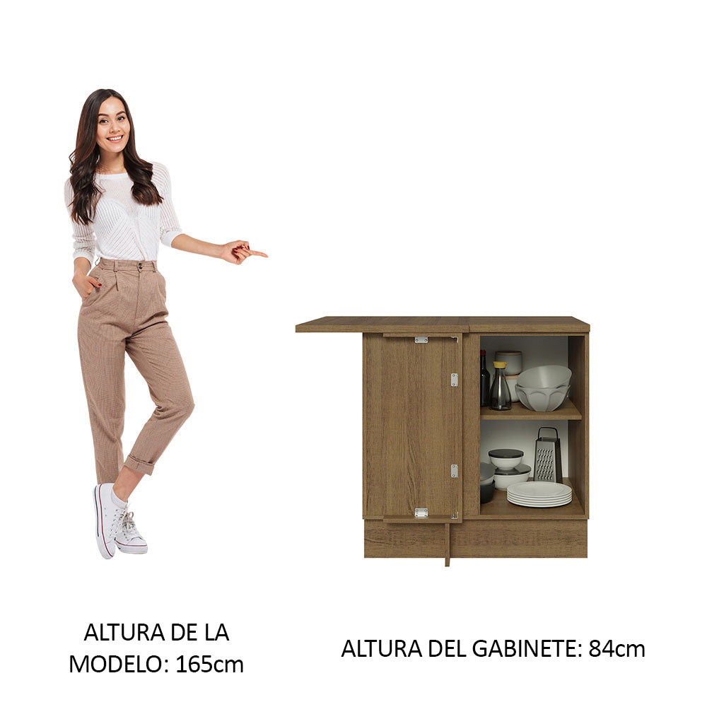 Bajo Mesada Esquinero 102 cm x 64 cm (Con Mesada) Glamy Marrón/Blanco