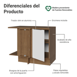Bajo Mesada Cocina Esquinera 1 Puerta 60 cm Profundidad (Con Mesada) Marrón/Blanco Stella Madesa
