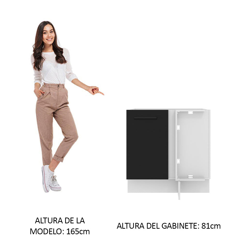 Bajo Mesada Cocina Esquinera 1 Puerta 60 cm Profundidad (Sin Mesada) Blanco/Negro Agata Madesa