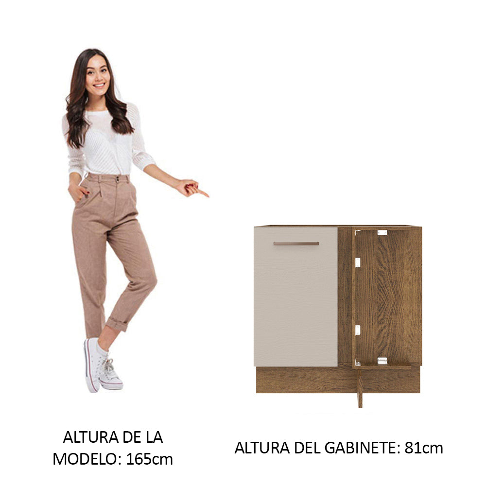 Bajo Mesada Cocina Esquinera 1 Puerta 60 cm Profundidad (Sin Mesada) Marrón/Crema Agata Madesa
