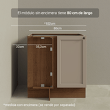 Bajo Mesada Esquinero para Línea de 60 cm Profundidad (Sin Mesada) Marrón/Crema Vik Madesa
