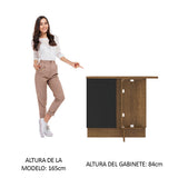Bajo Mesada Cocina Esquinera 1 Puerta 60 cm Profundidad (Con Mesada) Marrón/Negro Agata Madesa