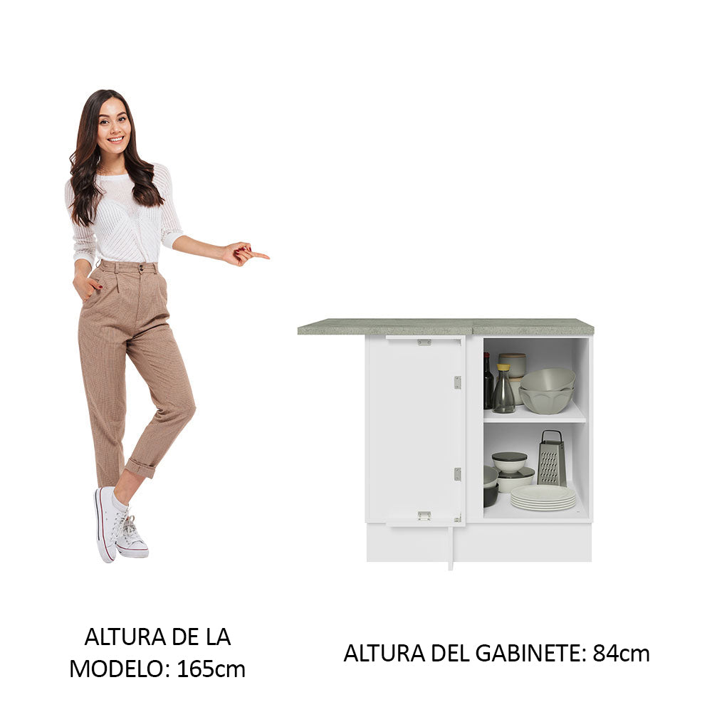 Bajo Mesada Esquinera 102cm x 64 cm (Con Mesada) Glamy Blanco/Marrón