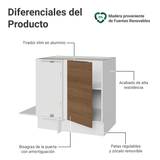 Bajo Mesada Cocina Esquinera 1 Puerta 60 cm Profundidad (Sin Mesada) Blanco/Marrón Stella Madesa