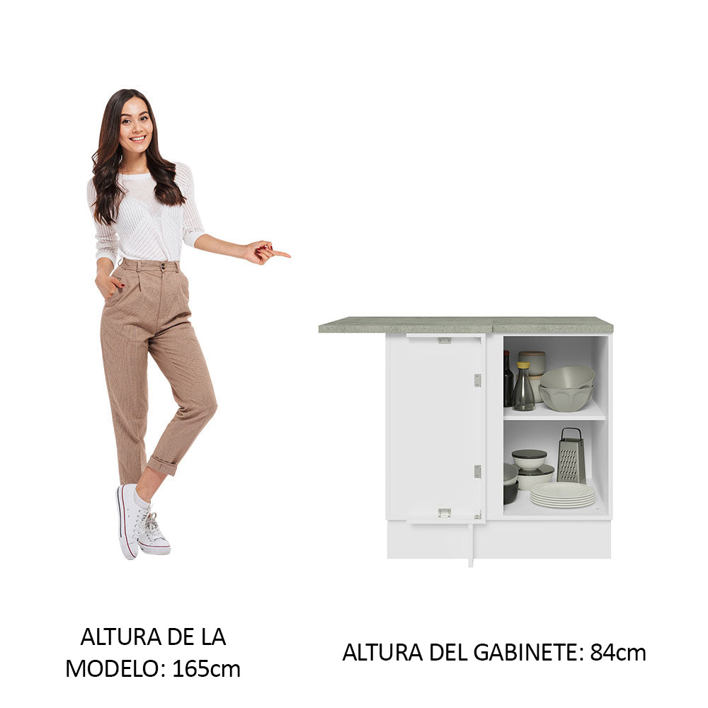 Bajo Mesada 102 cm x 60 cm, 1 Puerta Lux Blanco/Gris