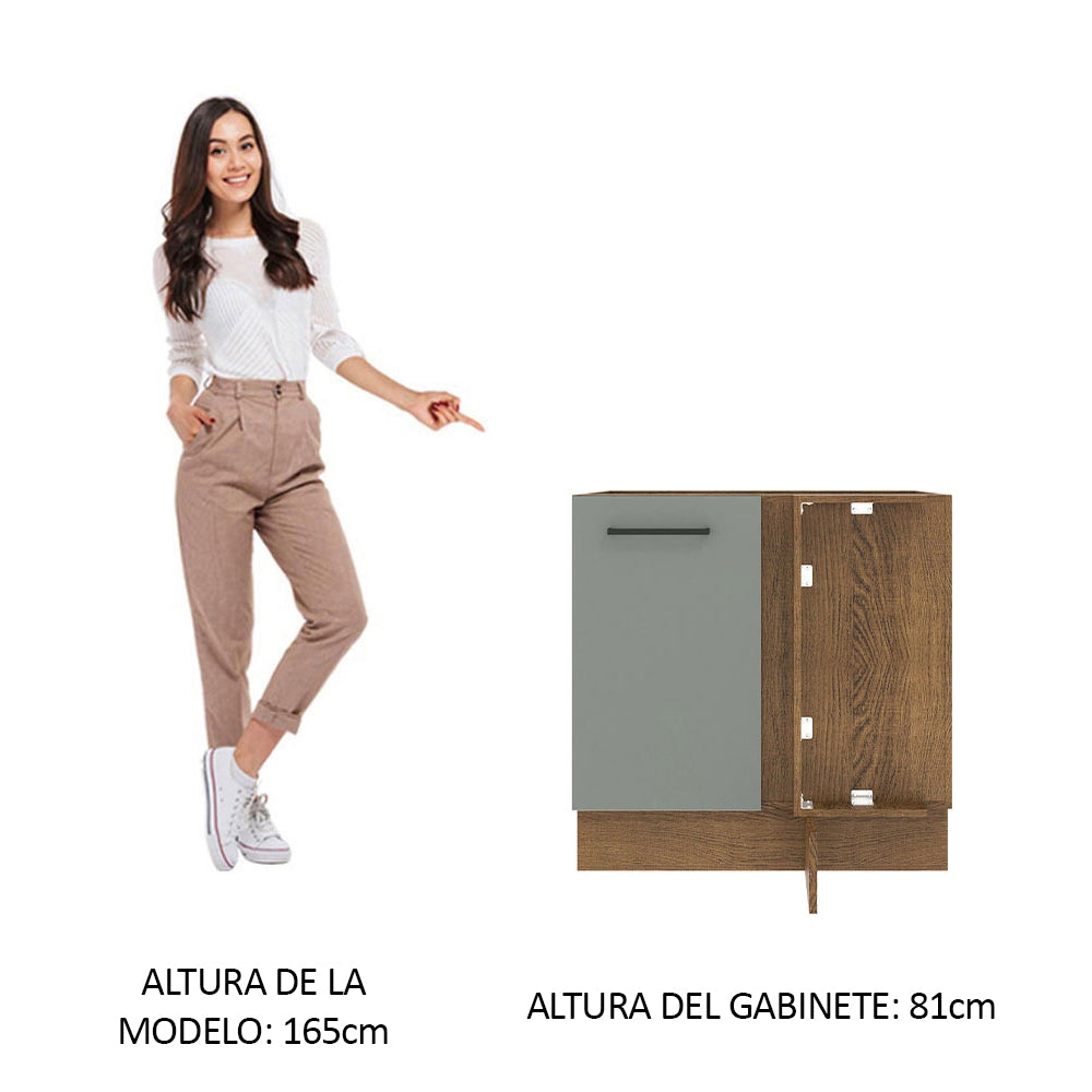 Bajo Mesada Cocina Esquinera 1 Puerta 60 cm Profundidad (Sin Mesada) Marrón/Gris Agata Madesa