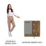 Bajo Mesada Cocina Esquinera 1 Puerta 60 cm Profundidad (Sin Mesada) Marrón/Gris Agata Madesa