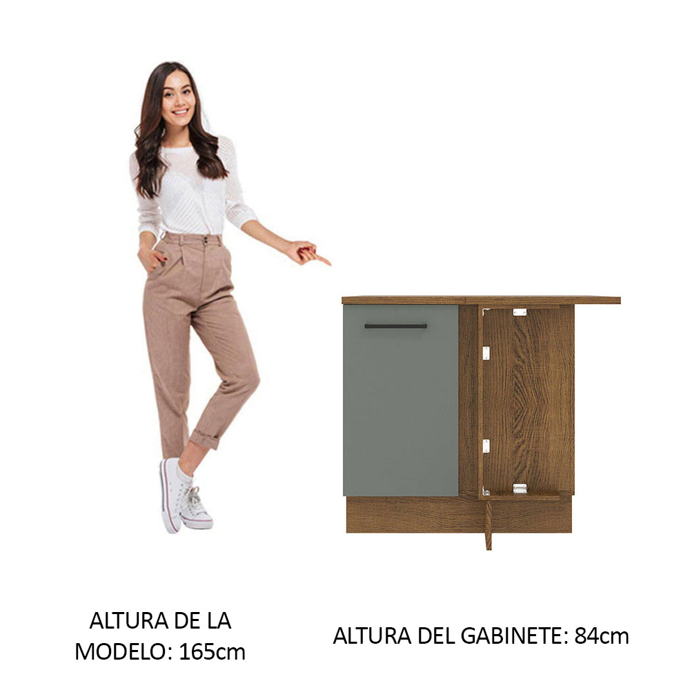 Bajo Mesada Cocina Esquinera 1 Puerta 60 cm Profundidad (Con Mesada) Marrón/Gris Agata Madesa