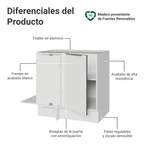 Bajo Mesada Esquinero 102 x 64 cm 1 Puerta (Sin Mesada) para línea de 60 cm de Profundidad Blanco/Blanco Aterciopelado Lux Madesa