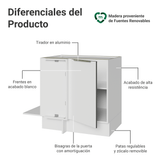 Bajo Mesada Cocina Esquinera para línea de 60 cm de Profundidad 1 Puerta (Sin Mesada) Blanco/Blanco Aterciopelado Lux Madesa