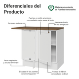 Bajo Mesada esquinero para Linha de 60 cm Profundidade (con Mesada) Blanco/Marrón Vik Madesa
