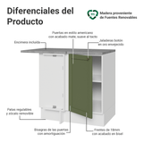 Bajo Mesada esquinero para Linha de 60 cm Profundidade (con Mesada) Blanco/Verde Vik Madesa