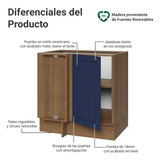 Bajo Mesada esquinero para Linha de 60 cm Profundidade (Sin Mesada) Marrón/Azul Vik Madesa