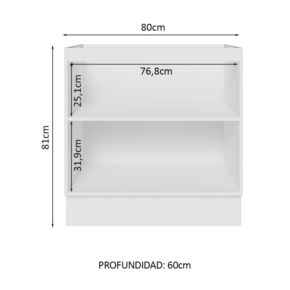Bajo Mesada 80 cm x 60 cm, 2 Puertas Glamy Blanco