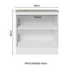 Bajo Mesada 80 x 60 cm 2 Puertas (Con Mesada) Blanco Glamy Madesa