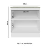 Bajo Mesada Madesa Glamy 80 x 60 cm 2 Puertas (Con Mesada) Blanco