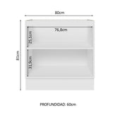 Bajo Mesada Cocina 80 x 60 cm 2 Puertas (Sin Mesada) Blanco Stella Madesa