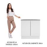 Bajo Mesada Cocina 80 x 60 cm 2 Puertas (Con Mesada) Blanco Stella Madesa