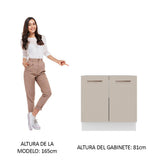 Bajo Mesada Cocina 80 x 60 cm 2 Puertas (Sin Mesada) Blanco/Crema Agata Madesa