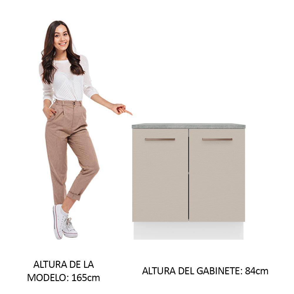 Bajo Mesada 80 cm x 60 cm, 2 Puertas Agata Blanco/Crema