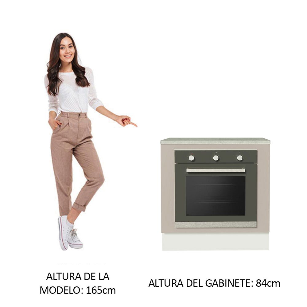 Bajo Mesada Cocina para Horno Empotrado 80 x 60 cm con Mesada Blanco/Crema Agata Madesa