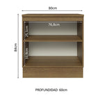 Bajo Mesada 80 x 60 cm 2 Puertas (Con Mesada) Marrón Glamy Madesa