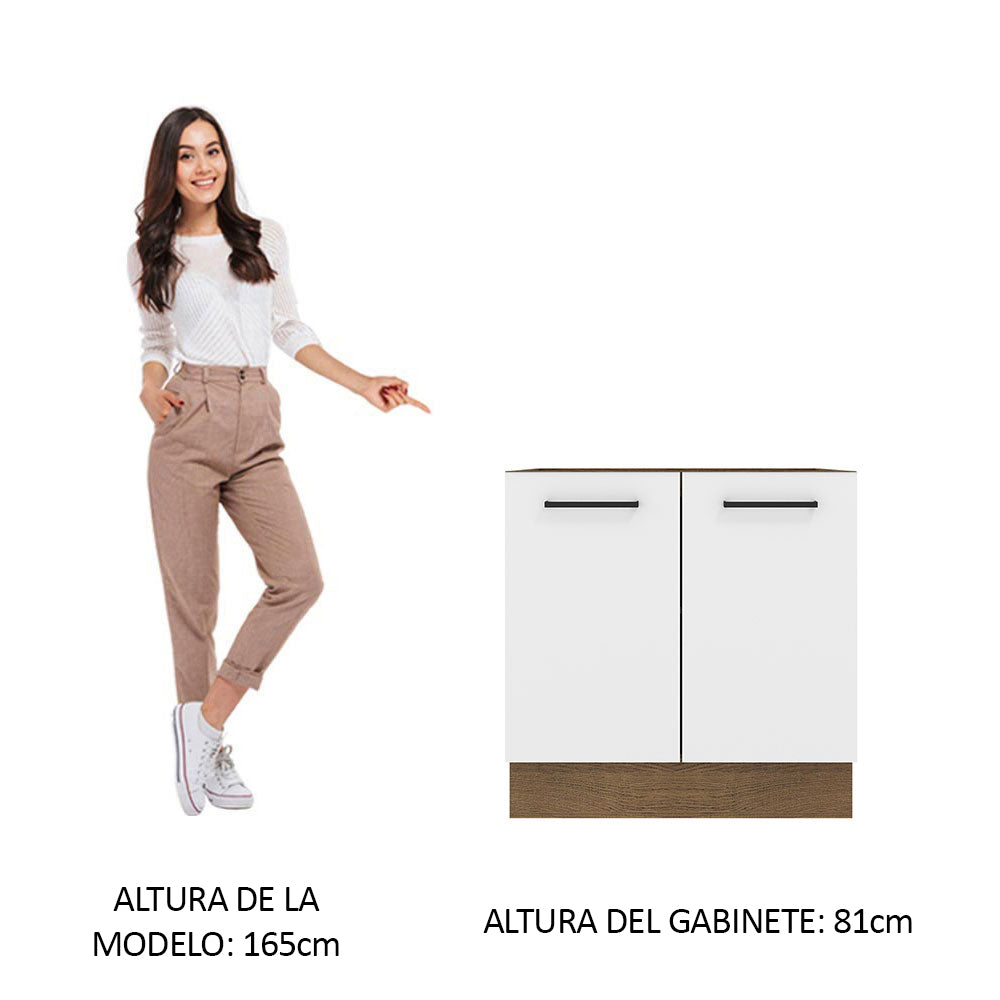 Bajo Mesada 80 cm x 60 cm, 2 Puertas Agata Marrón/Blanco
