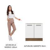 Bajo Mesada 80 cm x 60 cm, 2 Puertas Agata Marrón/Blanco