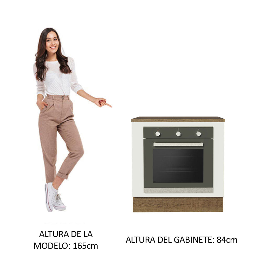 Bajo Mesada Cocina para Horno Empotrado 80 x 60 cm con Mesada Marrón/Blanco Agata, Glamy, Lux, Stella Madesa