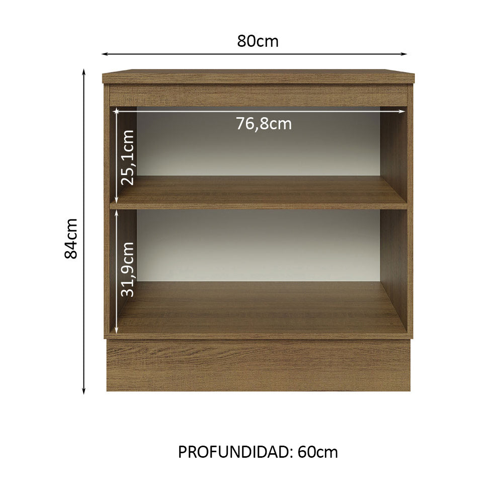 Bajo Mesada Madesa Glamy 80 x 60 cm 2 Puertas (Con Mesada) Marrón/Blanco