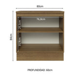 Bajo Mesada Madesa Glamy 80 x 60 cm 2 Puertas (Con Mesada) Marrón/Blanco