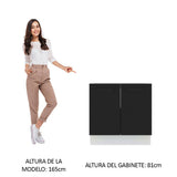 Bajo Mesada Cocina 80 x 60 cm 2 Puertas (Sin Mesada) Blanco/Negro Agata Madesa