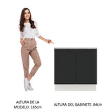Bajo Mesada Cocina 80 x 60 cm 2 Puertas (Con Mesada) Blanco/Negro Agata Madesa