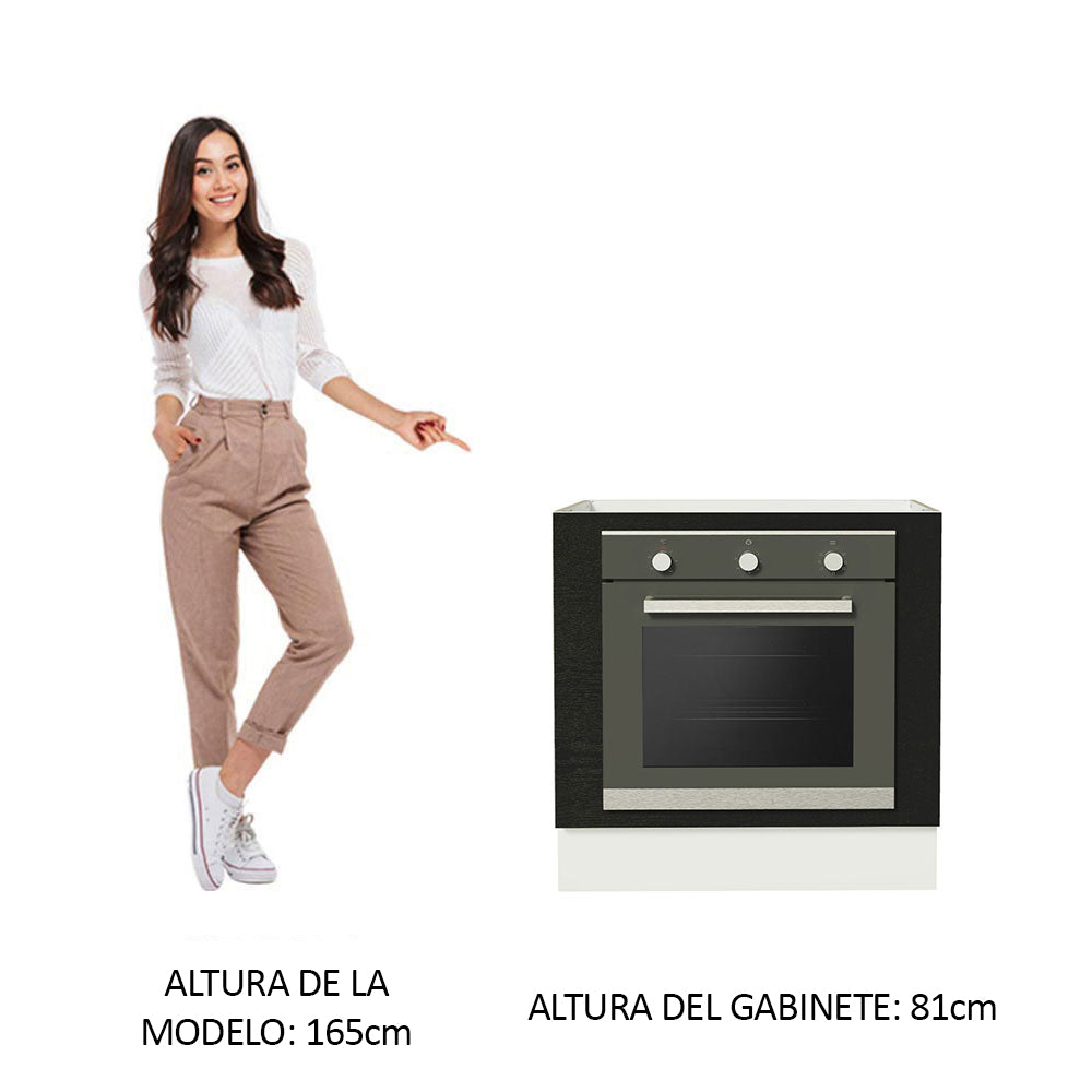 Bajo Mesada Cocina para Horno Empotrado 80 x 60 cm Sin Mesada Blanco/Negro Agata, Glamy, Madesa