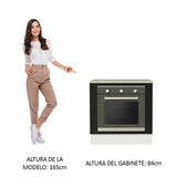Bajo Mesada Cocina para Horno Empotrado 80 x 60 cm con Mesada Blanco/Negro Agata, Glamy Madesa